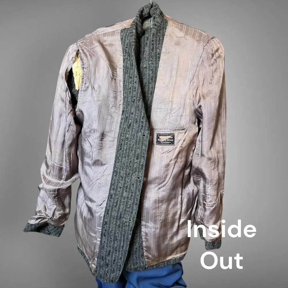 Vintage Harris Wool Tweed Blazer 38R Mod Jacket 1950s Grey 3 Button Sport Coat